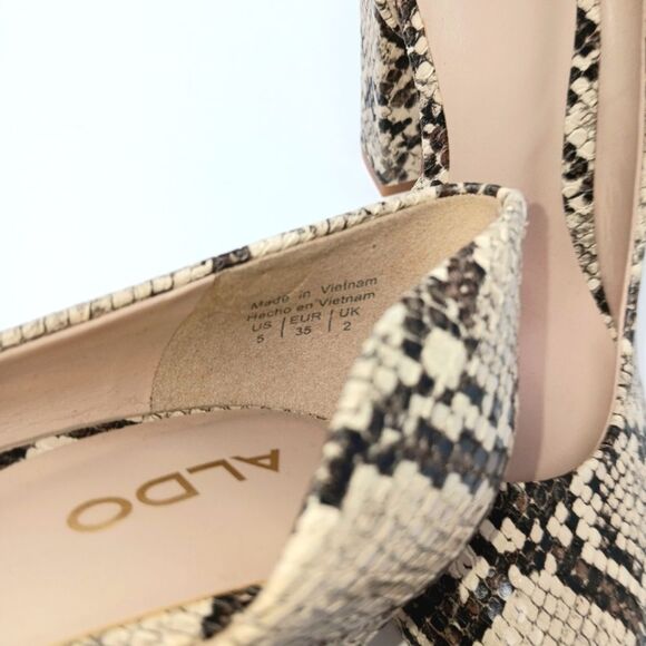 ALDO Women’s Faux Snakeskin Block Heel Pumps Size 5 Bold Neutral - Picture 7 of 7